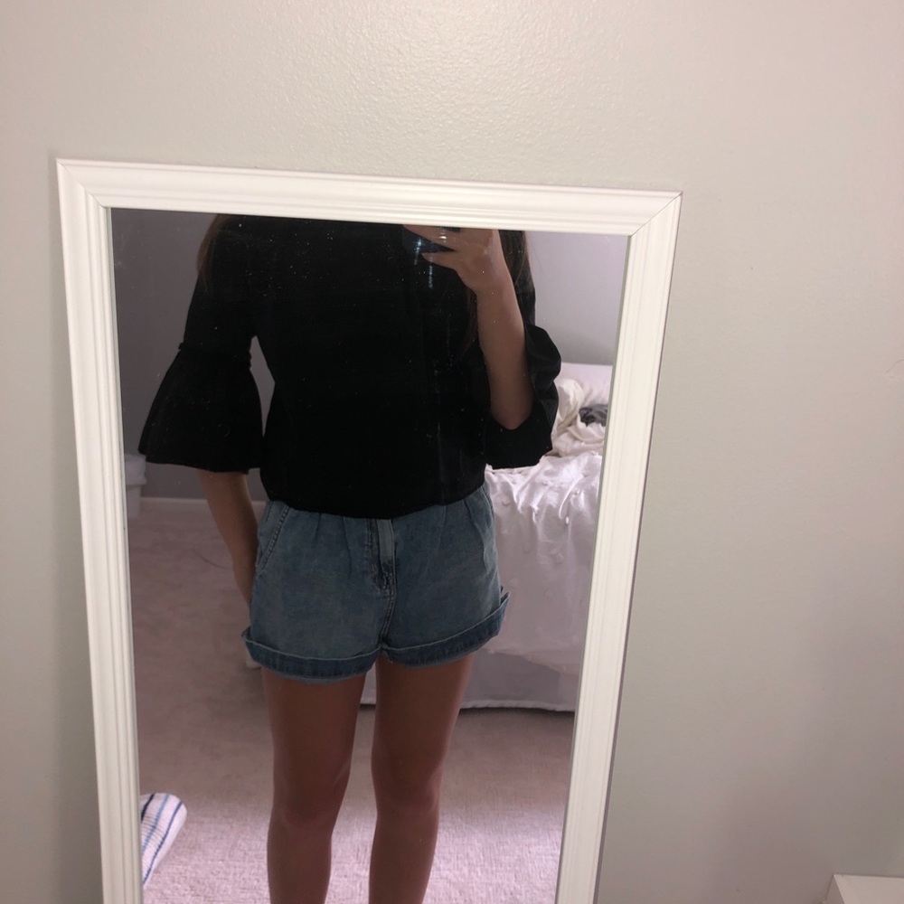 Boohoo Black Ruffled Shirt
